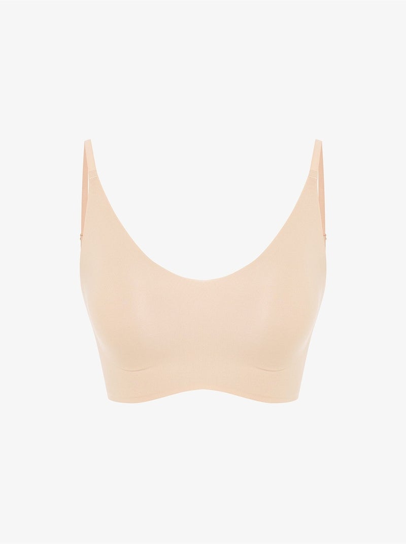 Bralette invisibile senza segni, senza cuciture, senza ferretto penti Beige argilla - Kiabi