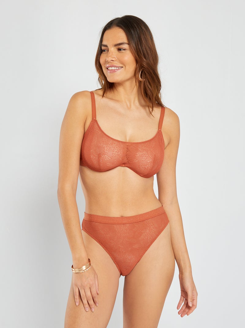 Brassière in pizzo 'Sans Complexe' ARANCIONE - Kiabi