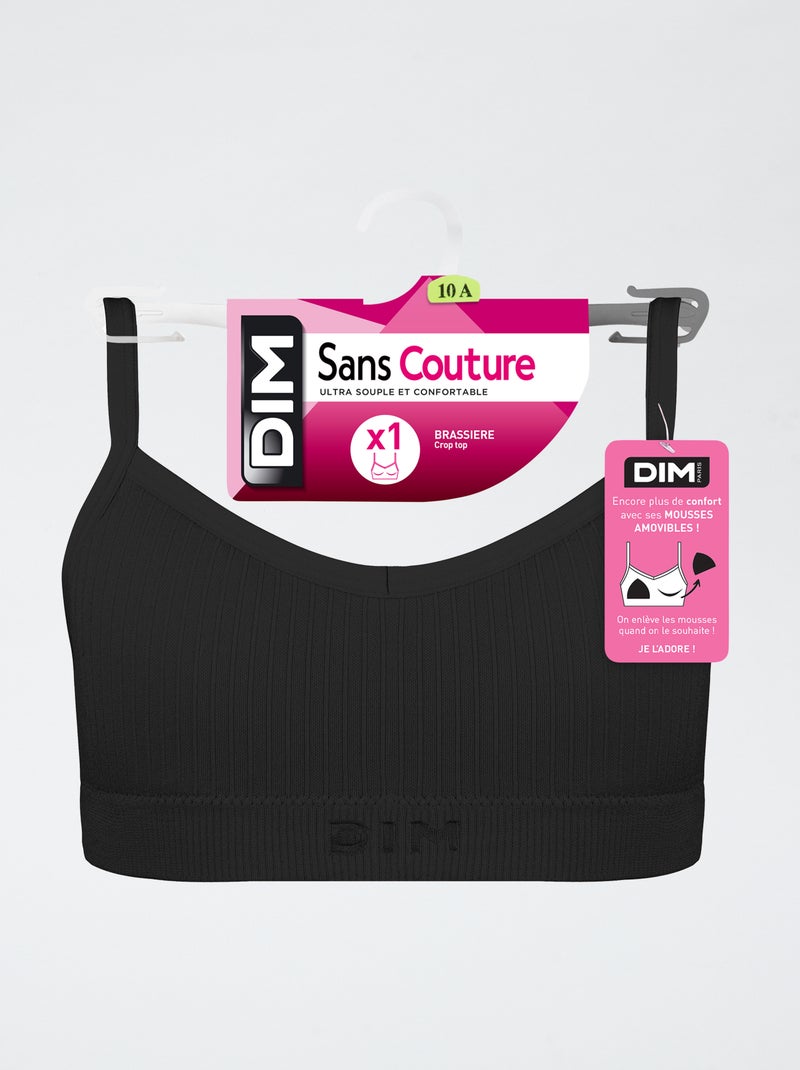 Brassiere senza cuciture in cotone tinta unita DIM Nero - Kiabi