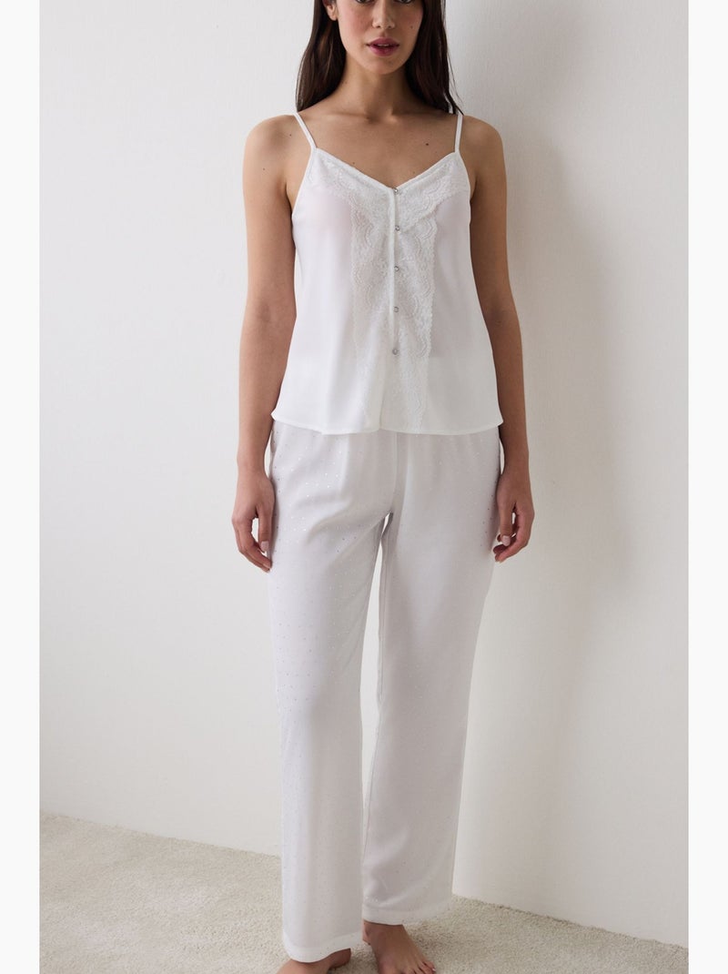 Bridal delicate pantaloni del pigiama in raso penti Bianco - Kiabi