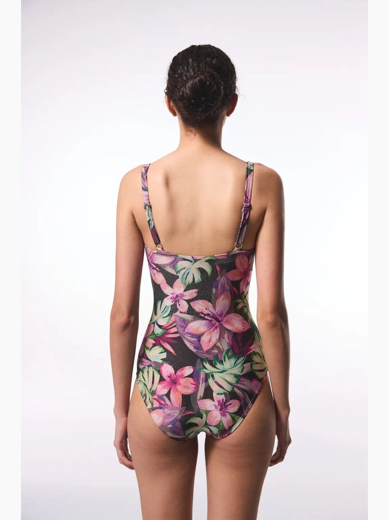 Briella arricciato floreale con corsetto modellante costume da bagno penti Rosa fluo - Kiabi