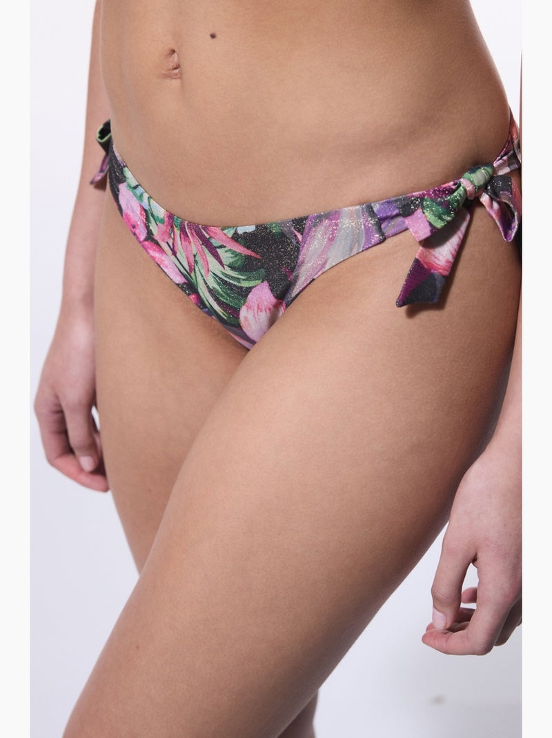 Briella slip bikini brasiliano a vita bassa con fiori penti Nero - Kiabi