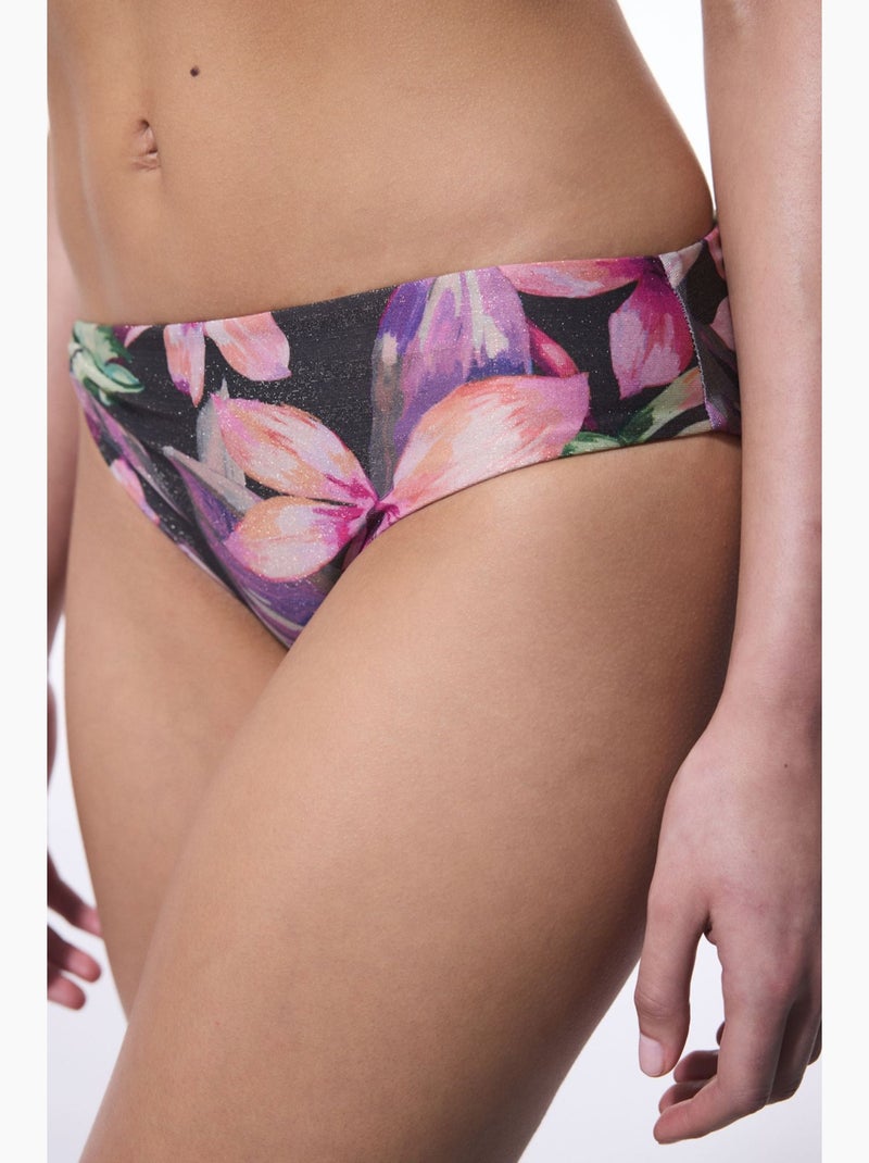 Briella slip bikini con fiori laterali e fibbia penti Nero - Kiabi