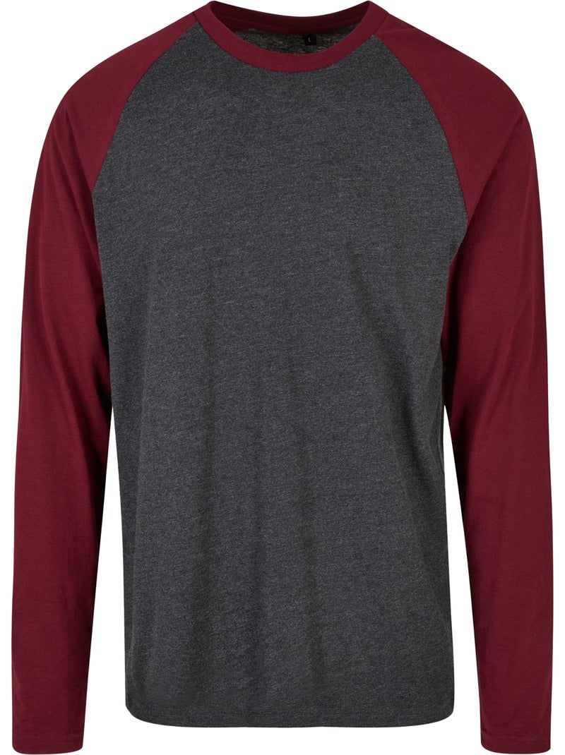 Build Your Brand Maglietta Contrasto Raglan Manica Lunga Uomo Nero - Kiabi