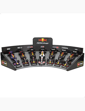Burago set di 7 auto da collezione f1 red bull in scala 1:43 con espositore