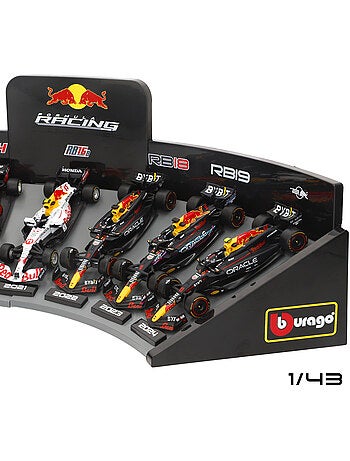 Burago set di 7 auto da collezione f1 red bull in scala 1:43 con espositore
