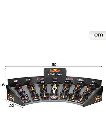 Burago set di 7 auto da collezione f1 red bull in scala 1:43 con espositore