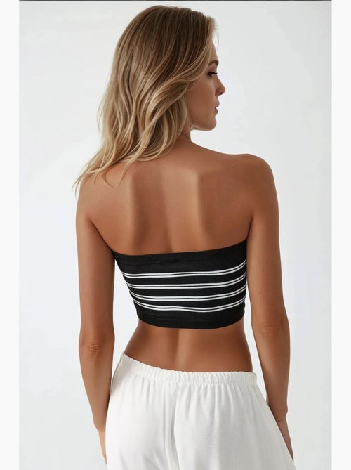 Bustier corto a coste a righe hiccup - Kiabi Bustier corto a coste a righe hiccup - Kiabi