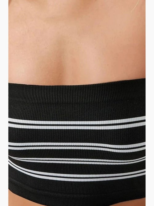 Bustier corto a coste a righe hiccup - Kiabi Bustier corto a coste a righe hiccup - Kiabi