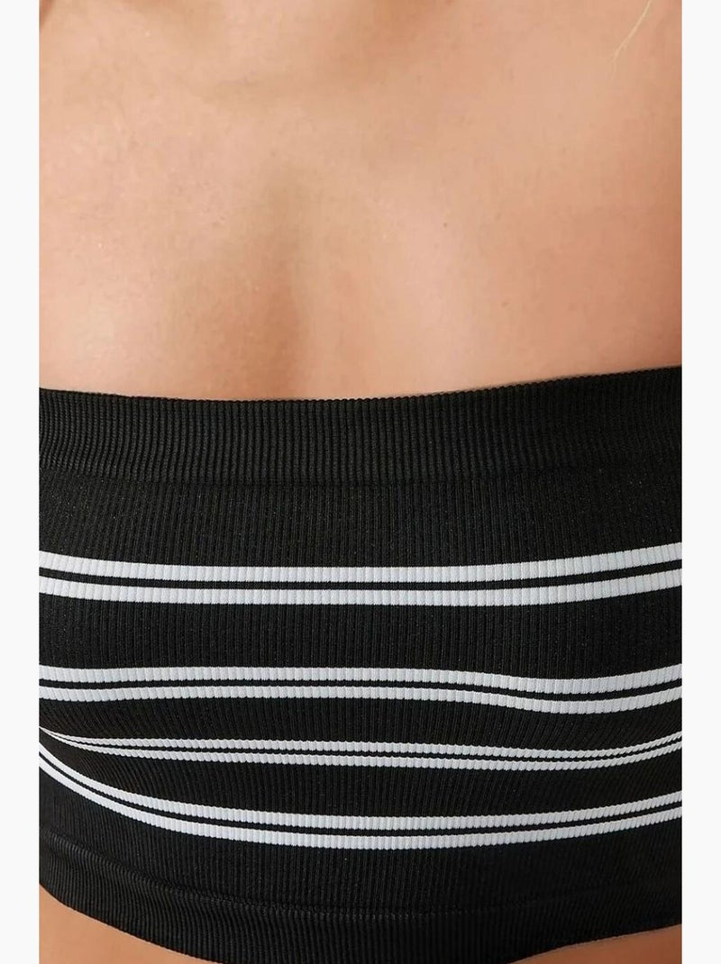Bustier corto a coste a righe hiccup Nero - Kiabi