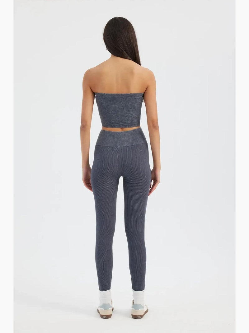 Bustier corto a coste effetto lavato hiccup Grigio - Kiabi
