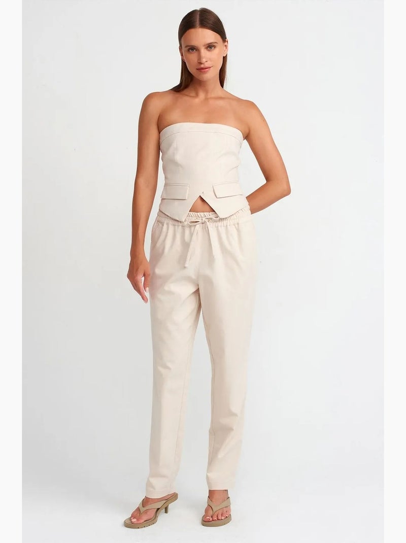 Bustier corto aderente con zip dilvin Crema - Kiabi