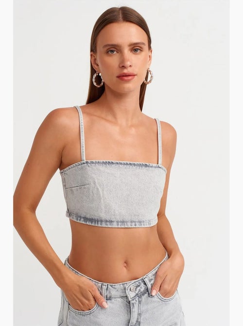 Bustier corto in denim dilvin - Kiabi Bustier corto in denim dilvin - Kiabi