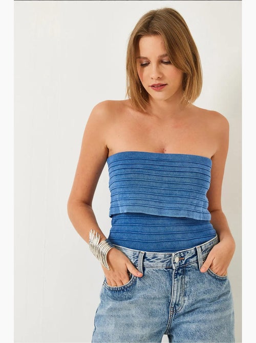 Bustier corto testurizzato a costine lucci - Kiabi