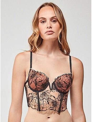 Bustier in tessuto ricamato fiori coppa b e c