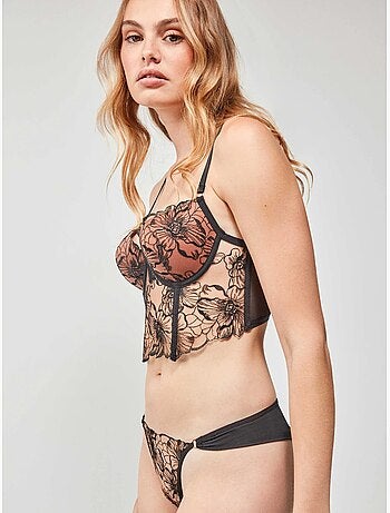 Bustier in tessuto ricamato fiori coppa b e c