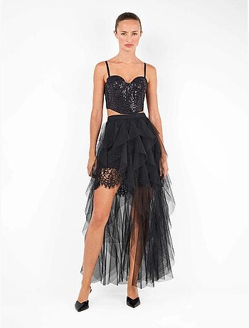 Bustier nero con paillettes dal design accattivante