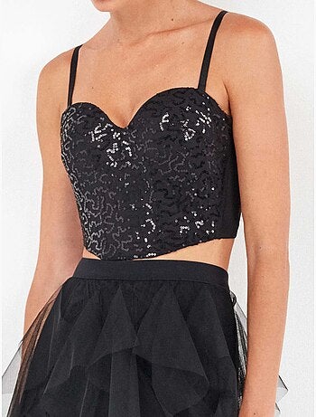 Bustier nero con paillettes dal design accattivante