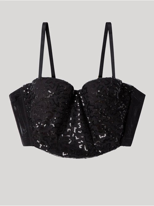 Bustier nero con paillettes dal design accattivante - Kiabi Bustier nero con paillettes dal design accattivante - Kiabi