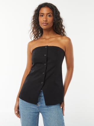 Bustier tinta unita in stile gilet da completo