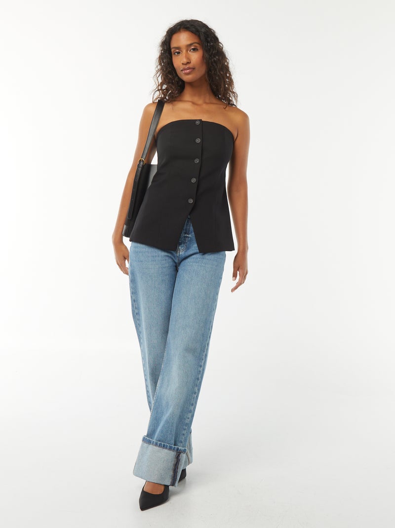 Bustier tinta unita in stile gilet da completo nero - Kiabi