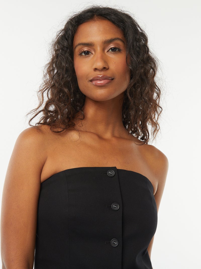 Bustier tinta unita in stile gilet da completo nero - Kiabi