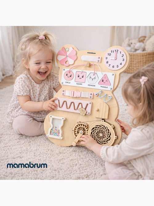 Busy board in legno orsetto rosa montessori teddy board mamabrum - Kiabi