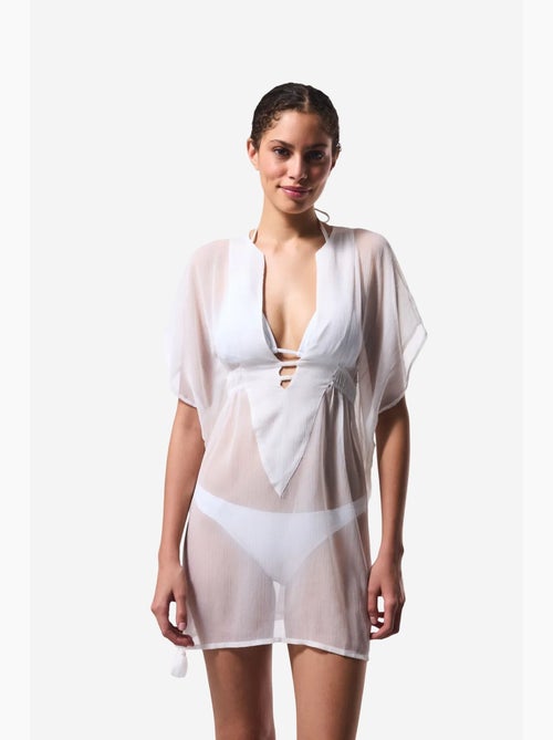 Caftano mini basic in chiffon con scollo a v penti - Kiabi