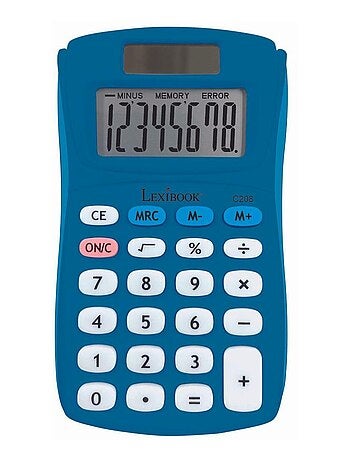 Calcolatrice tascabile blu a 8 cifre con finitura in gomma