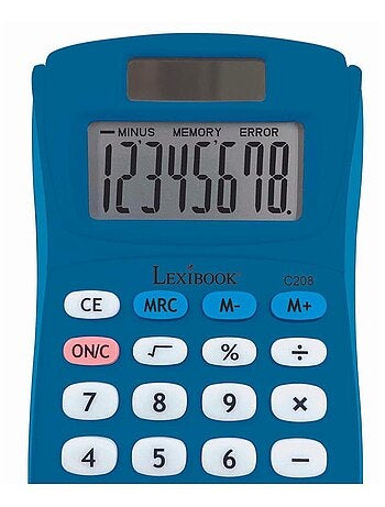 Calcolatrice tascabile blu a 8 cifre con finitura in gomma