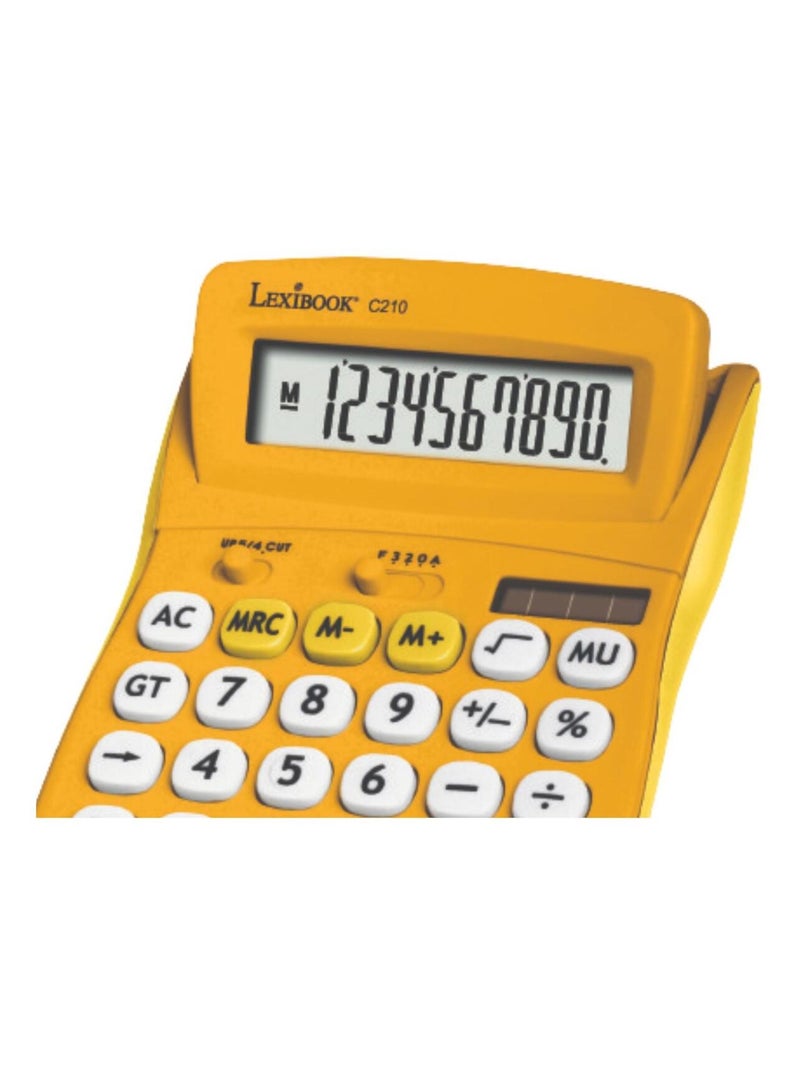 Calcolatrice tascabile gialla a 10 cifre con angolo dello schermo regolabile e finitura in gomma Giallo - Kiabi