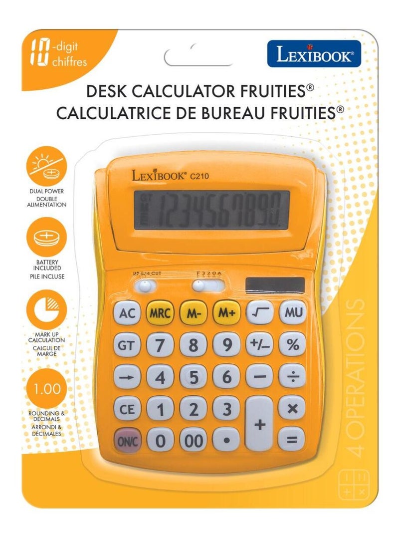 Calcolatrice tascabile gialla a 10 cifre con angolo dello schermo regolabile e finitura in gomma Giallo - Kiabi