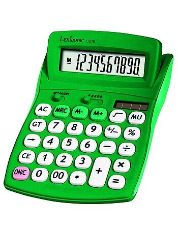 Calcolatrice tascabile verde a 10 cifre con angolo dello schermo regolabile e finitura in gomma