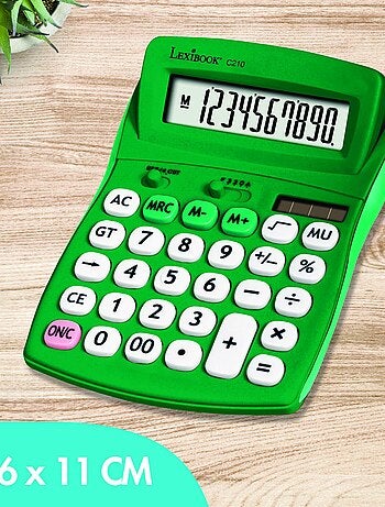 Calcolatrice tascabile verde a 10 cifre con angolo dello schermo regolabile e finitura in gomma