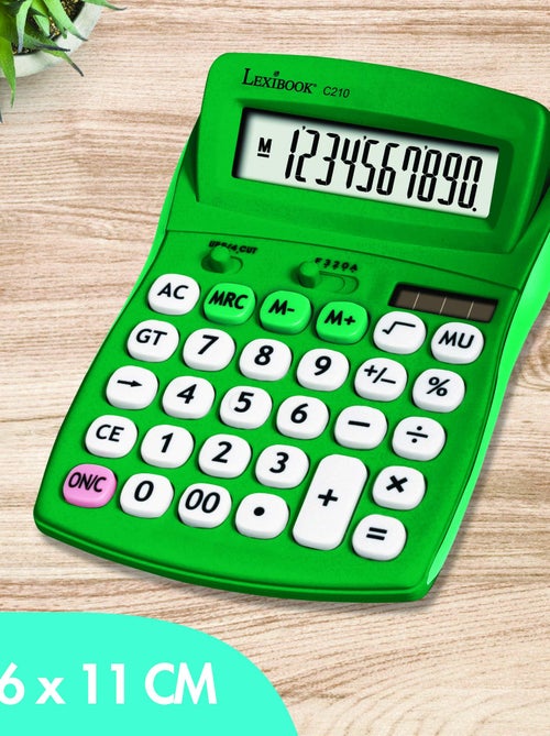 Calcolatrice tascabile verde a 10 cifre con angolo dello schermo regolabile e finitura in gomma - Kiabi