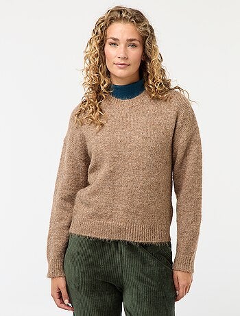 Caldo maglione in maglia mouliné