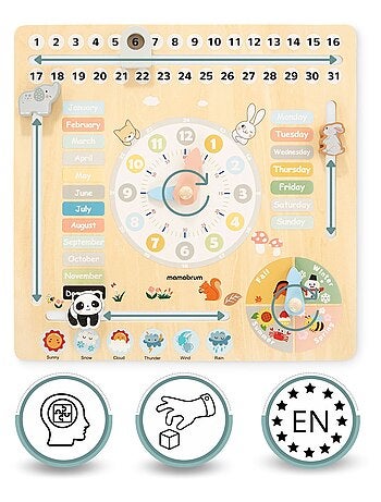 Calendario educativo Montessori legno inglese Mamabrum