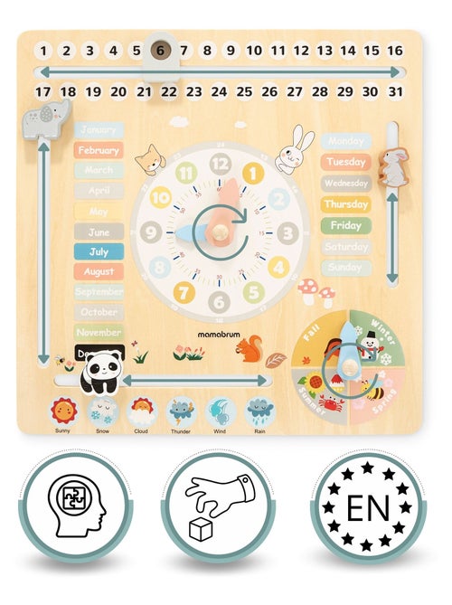 Calendario educativo Montessori legno inglese Mamabrum - Kiabi