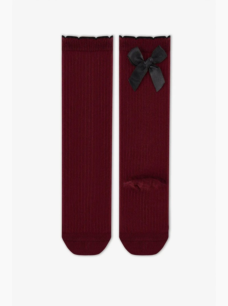 Calze al ginocchio bambina preppy sweetie con motivo fiocco penti Rosso bordeaux - Kiabi