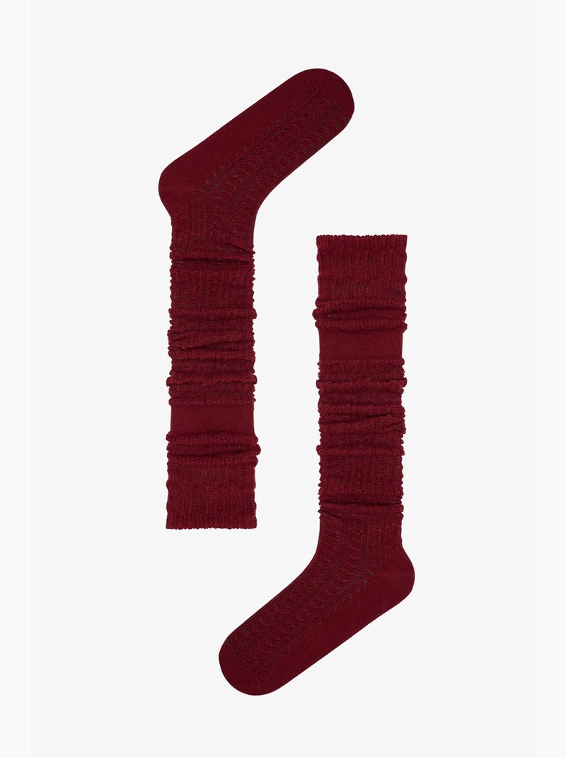 Calze colosio al ginocchio con motivo traforato penti Rosso bordeaux - Kiabi