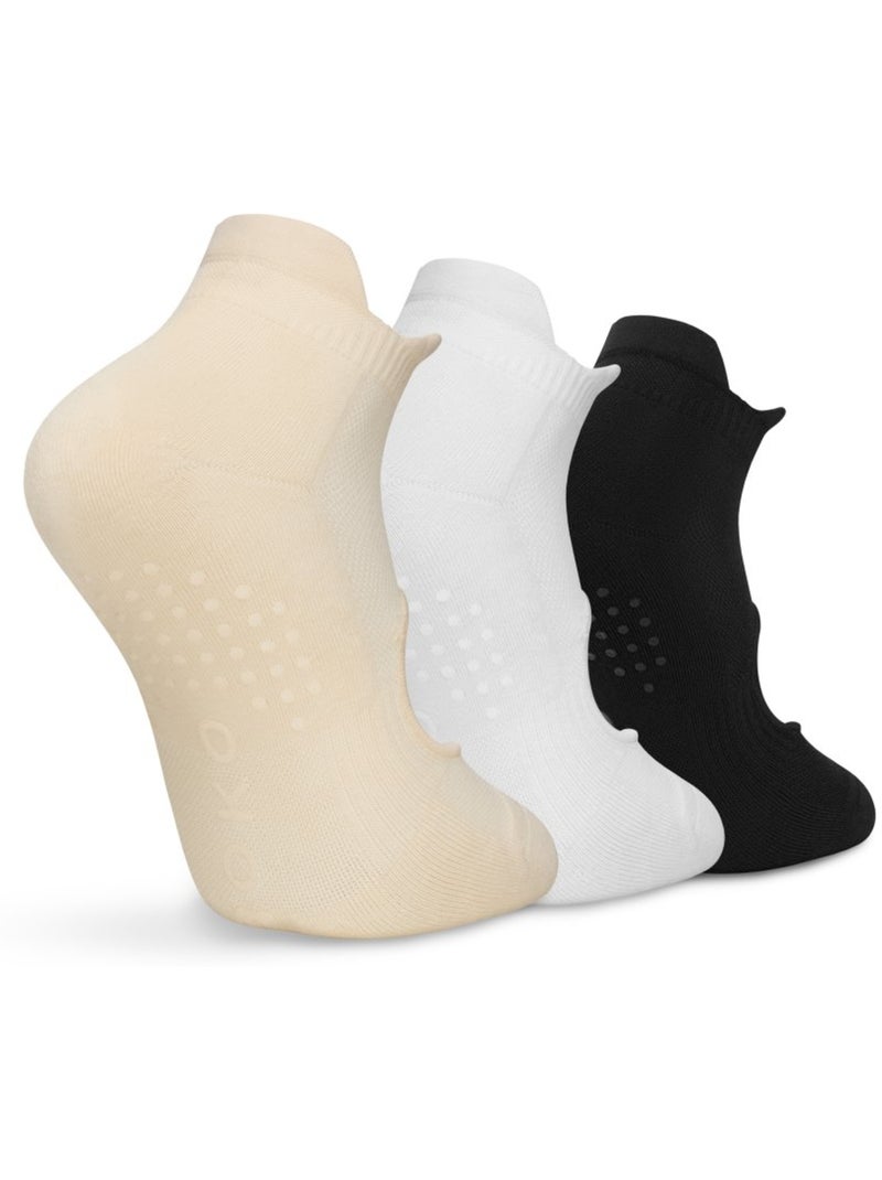Calze corte antiscivolo da yoga in confezione da 3 paia fitness uomo e donna sca Beige - Kiabi