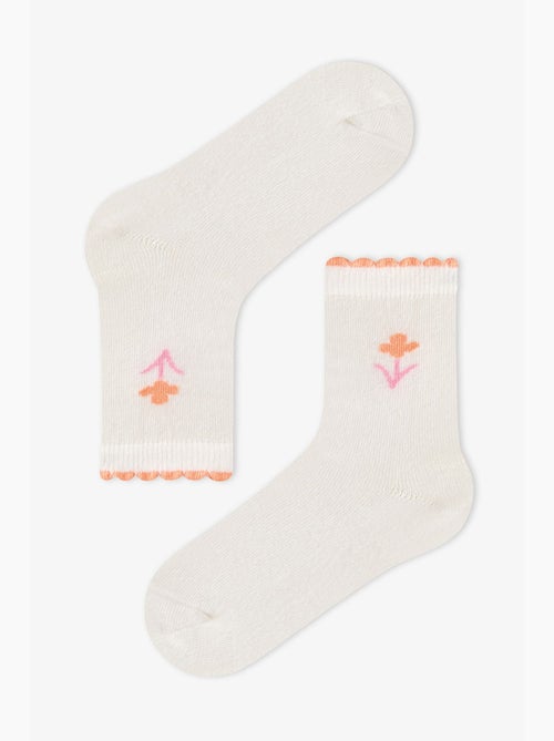 Calze corte bambina funny floreali in cotone, paio penti - Kiabi