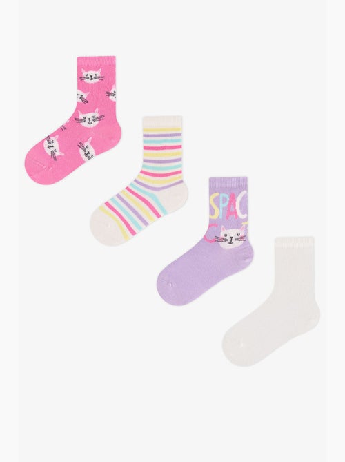 Calze corte bambina space cat con motivo gatto, 4 paia penti - Kiabi