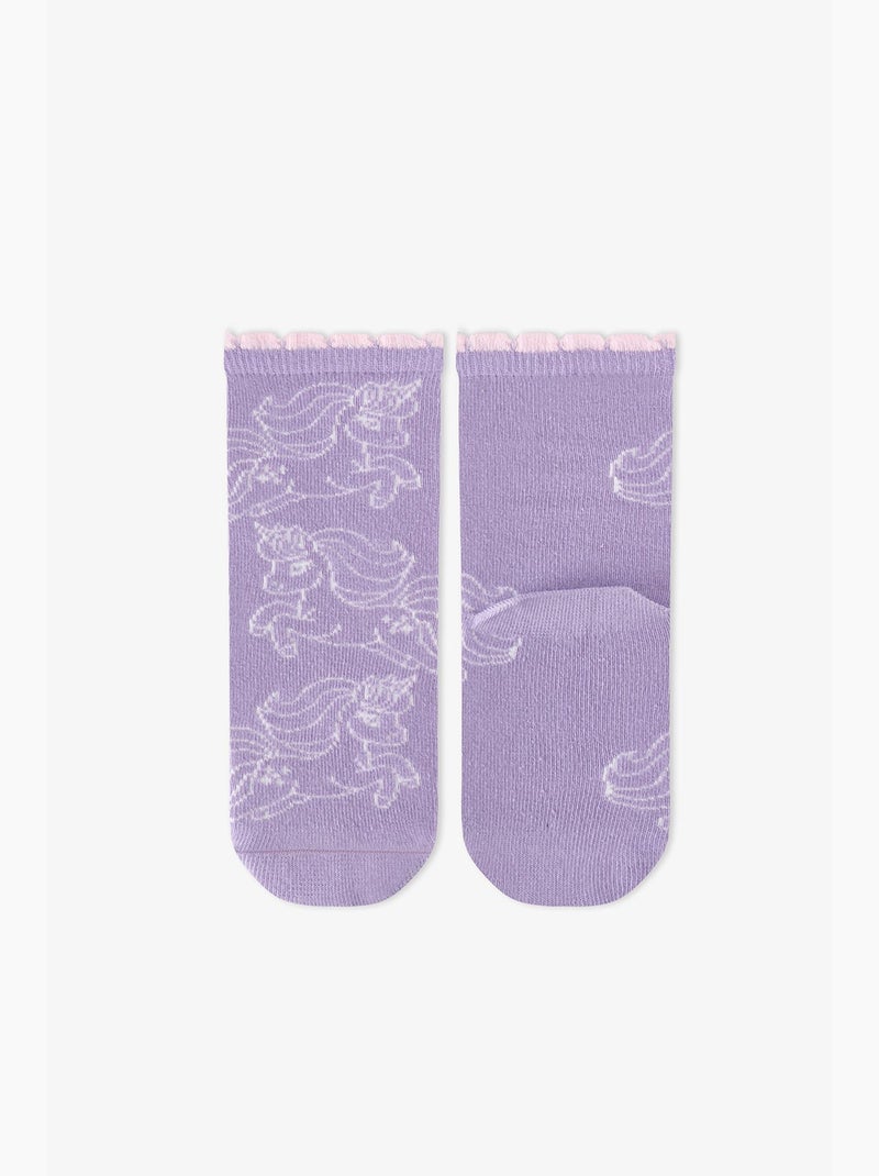 Calze corte bambina unicorn fantasy in cotone, 2 paia penti Lavanda - Kiabi