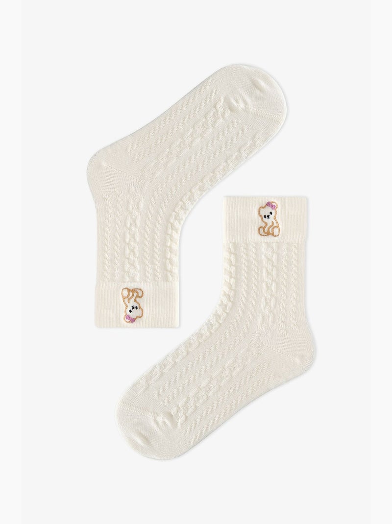 Calze corte paio marsmelov cutie bear bambina penti Bianco sporco - Kiabi