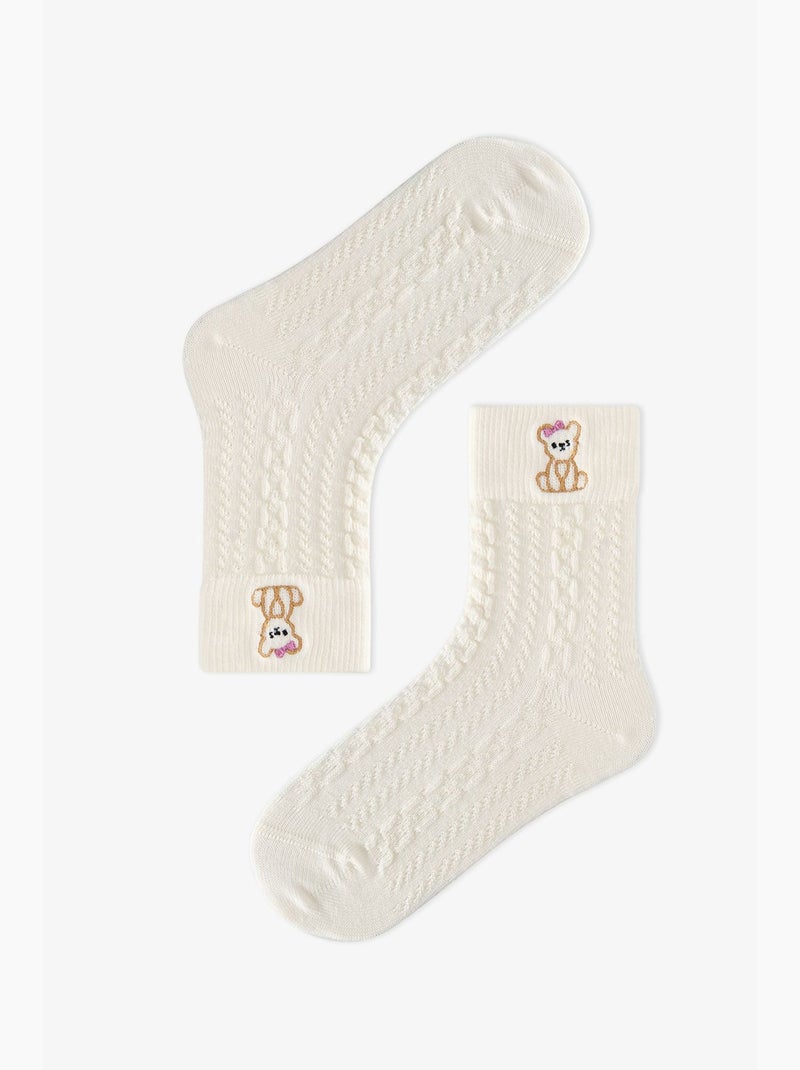 Calze corte paio marsmelov cutie bear bambina penti Bianco sporco - Kiabi