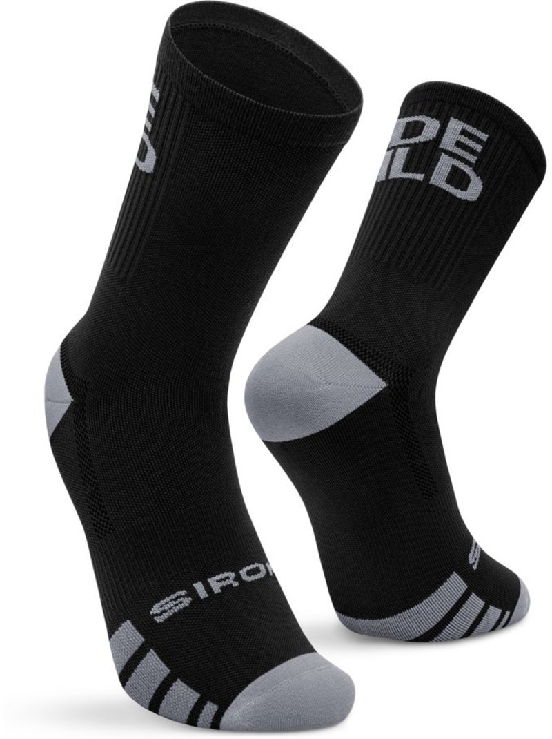 Calze da ciclismo gravel a mezza gamba ciclismo uomo e donna gs2 Nero - Kiabi