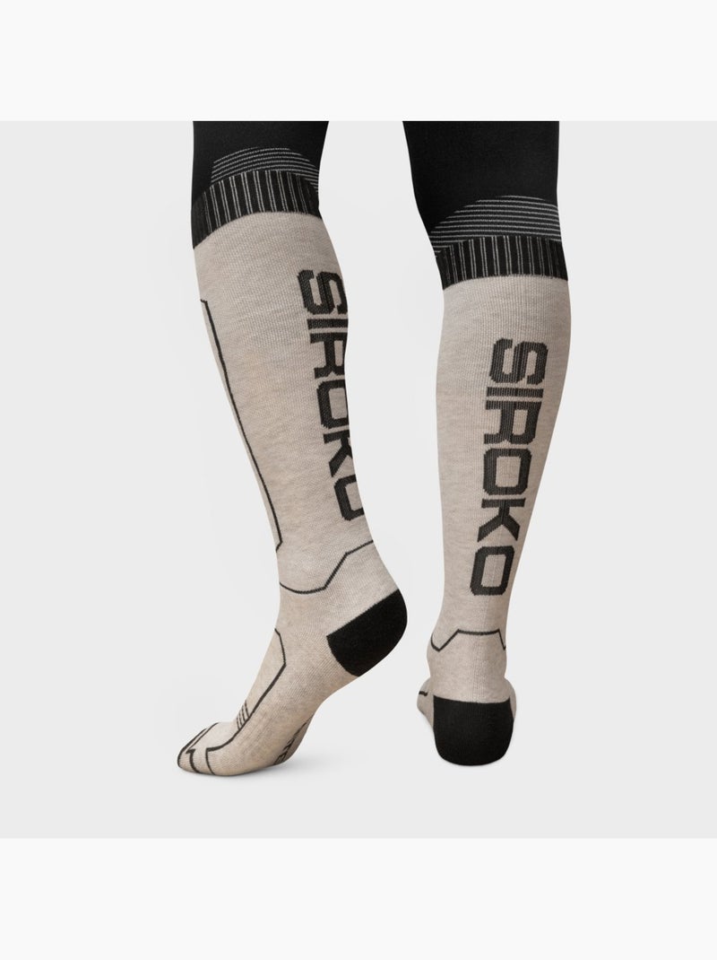 Calze da sci in lana sport invernali uomo e donna srx glide sand Beige - Kiabi