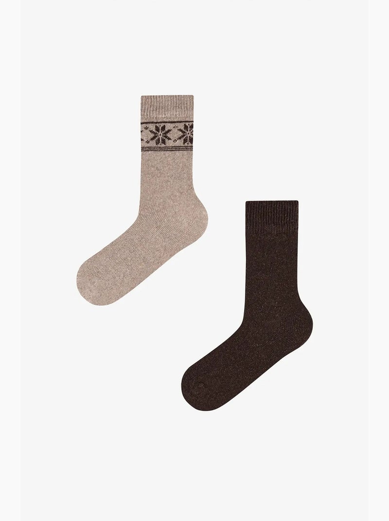 Calze da uomo terra classic con motivo a rombi, paio penti Beige naturale - Kiabi
