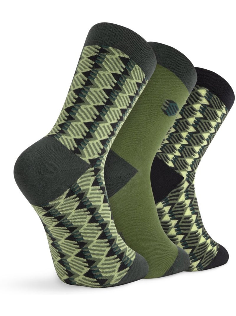 Calze in cotone in confezione da 3 paia lifestyle uomo e donna monogram Verde - Kiabi